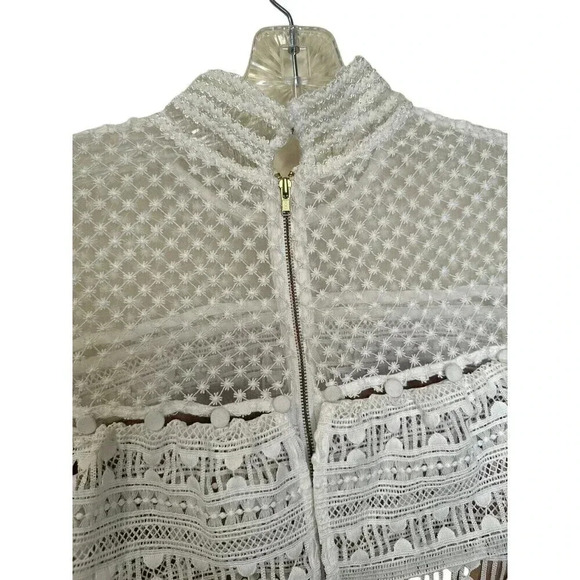 Self-Portrait Yoke Frill Mini White Dress Size 4 - Picture 16 of 16